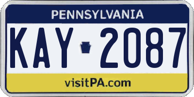 PA license plate KAY2087