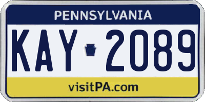 PA license plate KAY2089