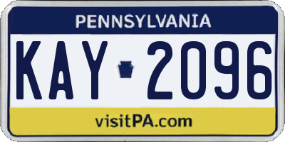 PA license plate KAY2096
