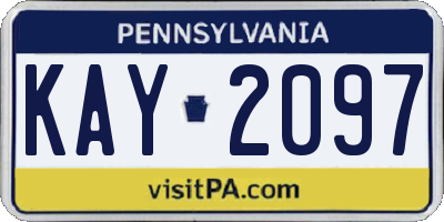 PA license plate KAY2097