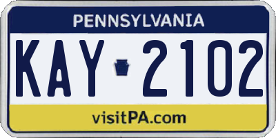 PA license plate KAY2102