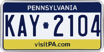 PA license plate KAY2104