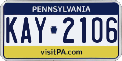 PA license plate KAY2106