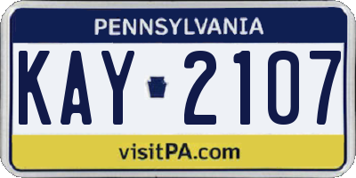 PA license plate KAY2107