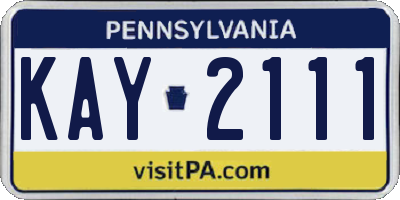 PA license plate KAY2111