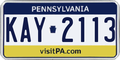 PA license plate KAY2113