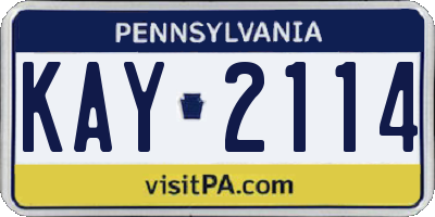 PA license plate KAY2114