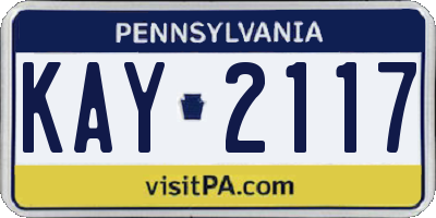 PA license plate KAY2117