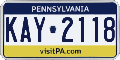 PA license plate KAY2118
