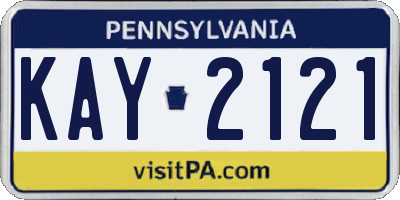 PA license plate KAY2121