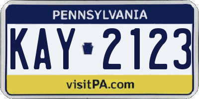 PA license plate KAY2123