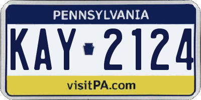 PA license plate KAY2124
