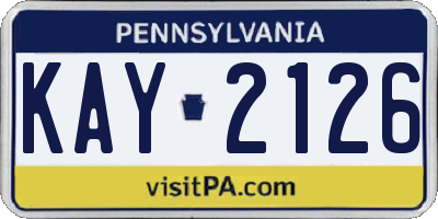 PA license plate KAY2126