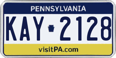PA license plate KAY2128