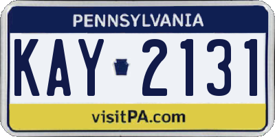 PA license plate KAY2131
