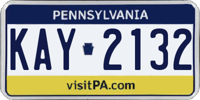 PA license plate KAY2132