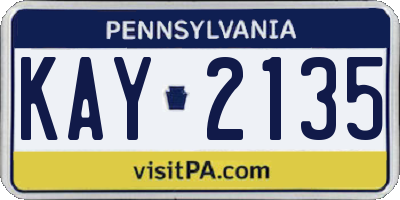 PA license plate KAY2135