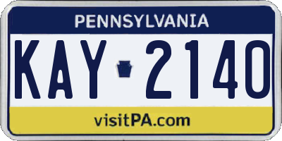 PA license plate KAY2140