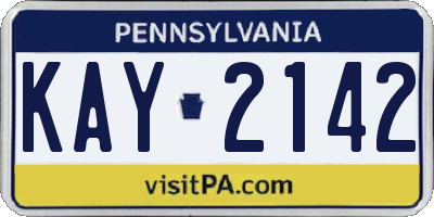 PA license plate KAY2142