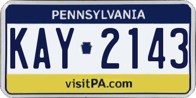 PA license plate KAY2143