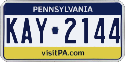 PA license plate KAY2144