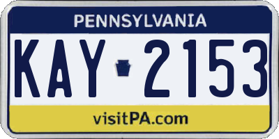 PA license plate KAY2153