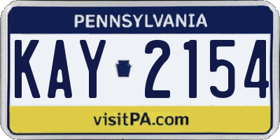 PA license plate KAY2154