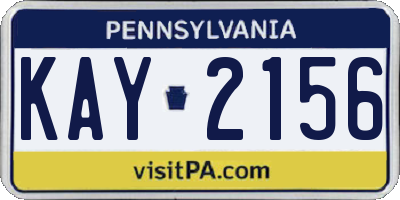 PA license plate KAY2156