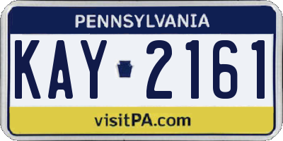 PA license plate KAY2161