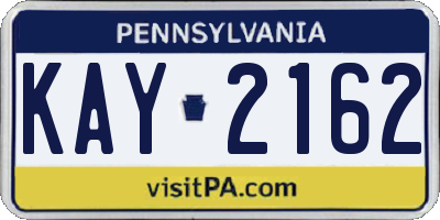 PA license plate KAY2162