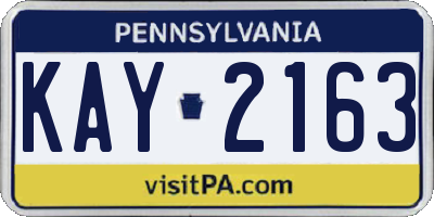 PA license plate KAY2163