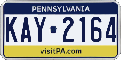 PA license plate KAY2164