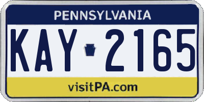 PA license plate KAY2165