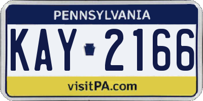 PA license plate KAY2166