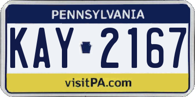 PA license plate KAY2167