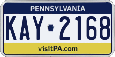 PA license plate KAY2168