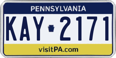 PA license plate KAY2171