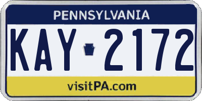PA license plate KAY2172