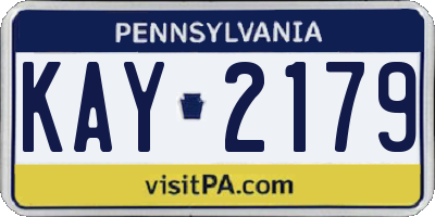 PA license plate KAY2179