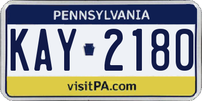 PA license plate KAY2180