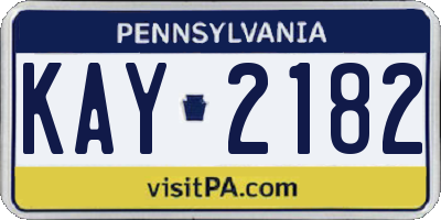 PA license plate KAY2182