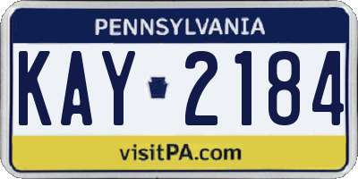 PA license plate KAY2184