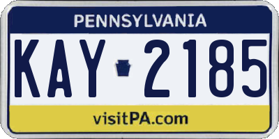 PA license plate KAY2185