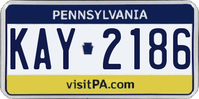 PA license plate KAY2186