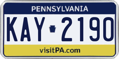 PA license plate KAY2190