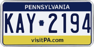 PA license plate KAY2194