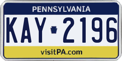 PA license plate KAY2196