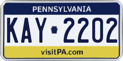 PA license plate KAY2202