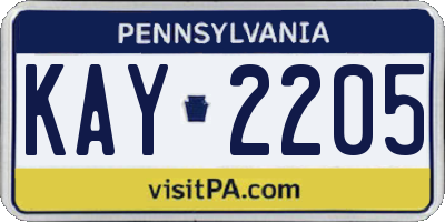 PA license plate KAY2205