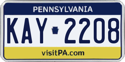 PA license plate KAY2208